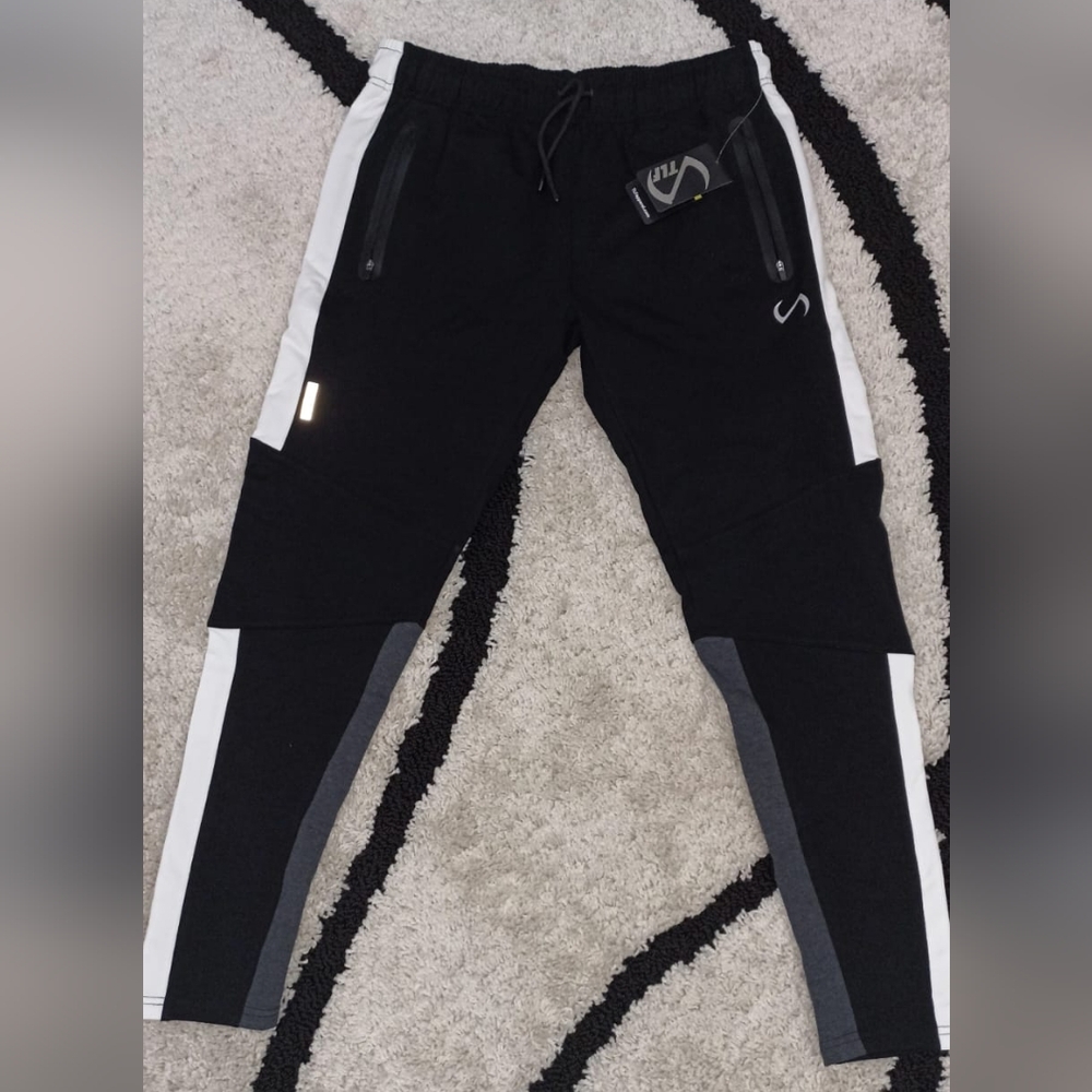 TLF APPAREAL Black and White Joggers with Zipper Pockets
